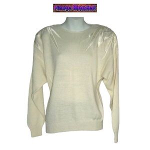 Vintage 80s Joyce Ivory Sequin Satin Bold Shoulder Art Deco Avant Garde Dynasty